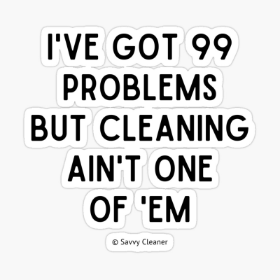 99 Problems Savvy Cleaner Funny Cleaning Gifts, Cleaning Sticker