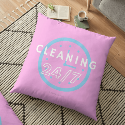 Cleaning 24-7, Savvy Cleaner, Funny Cleaning Gifts. Cleaning pillow