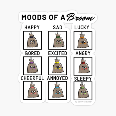 Moods of a Broom, Savvy Cleaner Funny Cleaning Gifts, Cleaning Sticker