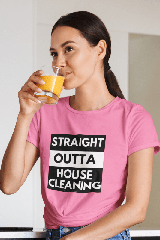 Straight Outta House Cleaning, Savvy Cleaner Funny Cleaning Shirts, Womens Comfort T-Shirt