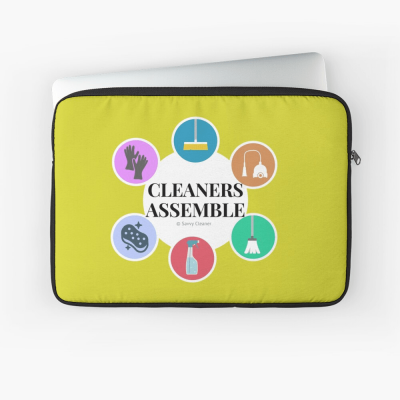 Cleaners Assemble, Savvy Cleaner Funny Cleaning Gifts, Cleaning Laptop Sleeve