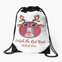 Rudolph the Red Nosed Robot Vac, Savvy Cleaner Funny Cleaning Gifts, Cleaning Drawstring Bag