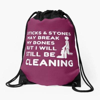 Sticks and Stones, Savvy Cleaner Funny Cleaning Gifts, Cleaning Drawstring Bag