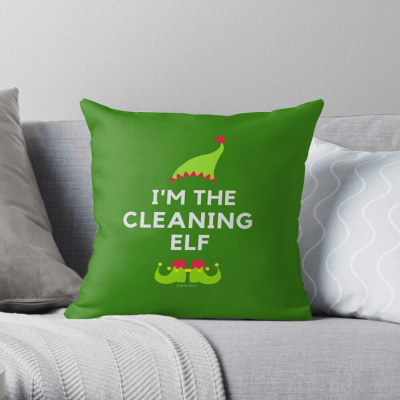 The Cleaning Elf, Savvy Cleaner Funny Cleaning Gifts, Cleaning Throw Pillow