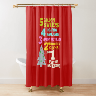 1 Festive Squeegee Savvy Cleaner Funny Cleaning Gifts Shower Curtain
