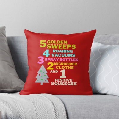 1 Festive Squeegee Savvy Cleaner Funny Cleaning Gifts Throw Pillow