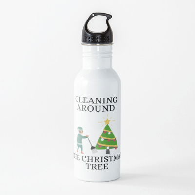 Cleaning Around The Christmas Tree Savvy Cleaner Funny Cleaning Gifts Water Bottle
