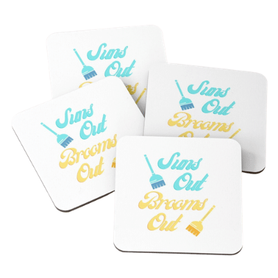 Suns Out Brooms Out Savvy Cleaner Funny Cleaning Gifts Coasters