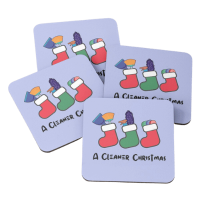 A Cleaner Christmas Savvy Cleaner Funny Cleaning Gifts coasters