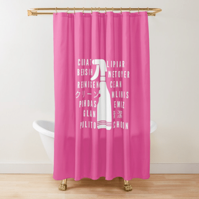Clean In Every Language Savvy Cleaner Funny Cleaning Gifts Shower Curtain