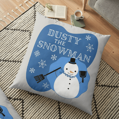 Dusty The Snowman Savvy Cleaner Funny Cleaning Gifts Floor Pillow