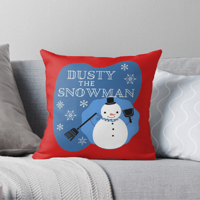 Dusty The Snowman Savvy Cleaner Funny Cleaning Gifts Throw Pillow