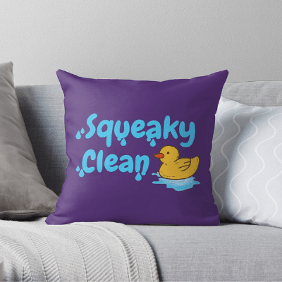 Squeaky Clean Savvy Cleaner Funny Cleaning Gifts Throw Pillow