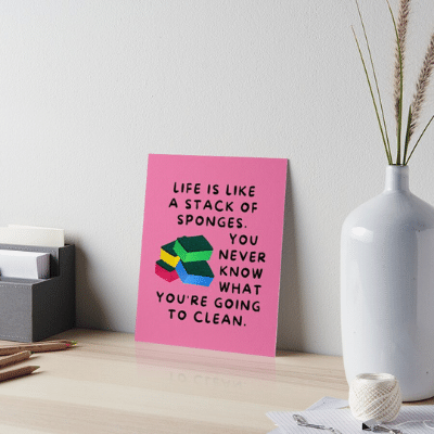 Stack Of Sponges Savvy Cleaner Funny Cleaning Gifts Art Board Print