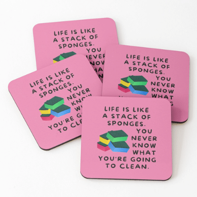 Stack Of Sponges Savvy Cleaner Funny Cleaning Gifts Coasters