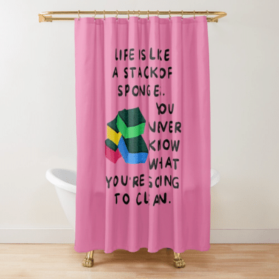 Stack Of Sponges Savvy Cleaner Funny Cleaning Gifts Shower Curtain