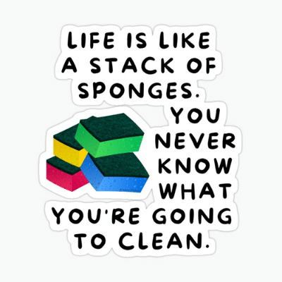 Stack Of Sponges Savvy Cleaner Funny Cleaning Gifts Sticker