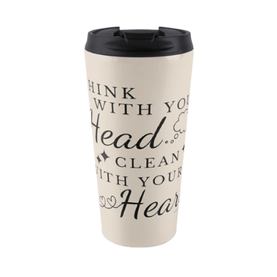 Think With Your Head Savvy Cleaner Funny Cleaning Gifts travel mug
