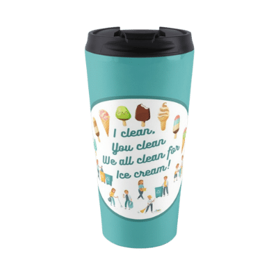 We All Clean for Ice Cream Savvy Cleaner Funny Cleaning Gifts travel mug