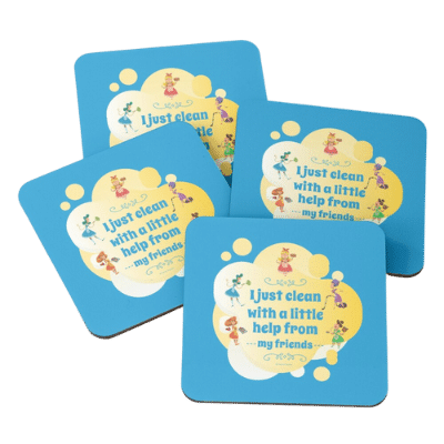 Help From My Friends Savvy Cleaner Funny Cleaning Gifts Coasters