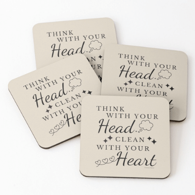Think With Your Head Savvy Cleaner Funny Cleaning Gifts Coasters