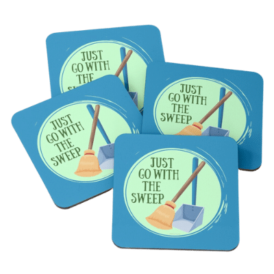 Go With the Sweep Savvy Cleaner Funny Cleaning Gifts Coasters