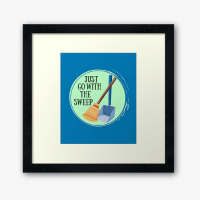 Go With the Sweep Savvy Cleaner Funny Cleaning Gifts Framed Art Print