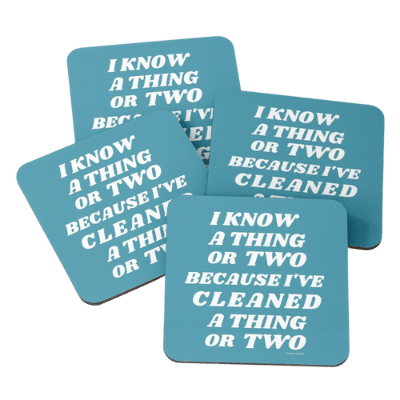 I Know A Thing Or Two Savvy Cleaner Funny Cleaning Gifts Coasters