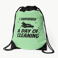 Survived A Day of Cleaning Savvy Cleaner Funny Cleaning Gifts Drawstring Bag