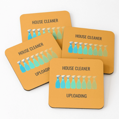 House Cleaner Uploading Savvy Cleaner Funny Cleaning Gifts Coasters