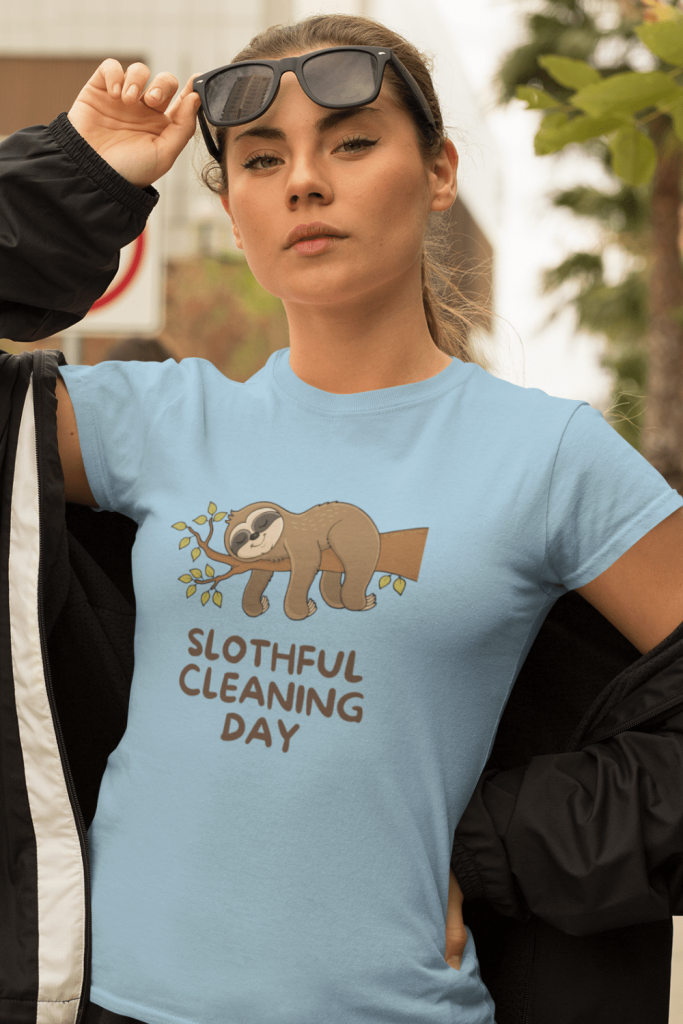 Slothful Cleaning Day Savvy Cleaner Funny Cleaning Shirts Women's Standard Tee