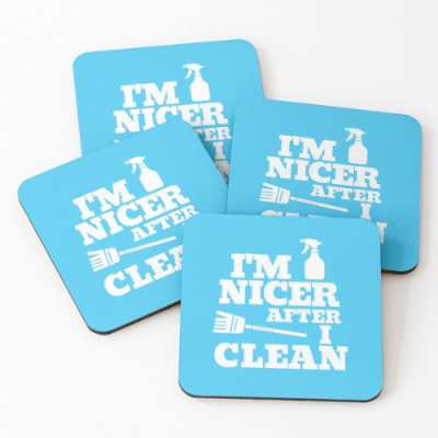 I'm Nicer After I Clean Savvy Cleaner Funny Cleaning Gifts Coasters