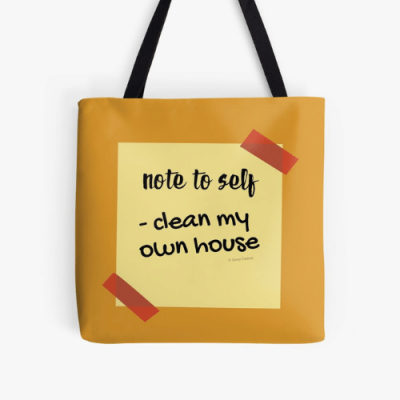 Note to Self Savvy Cleaner Funny Cleaning Gifts Print Tote