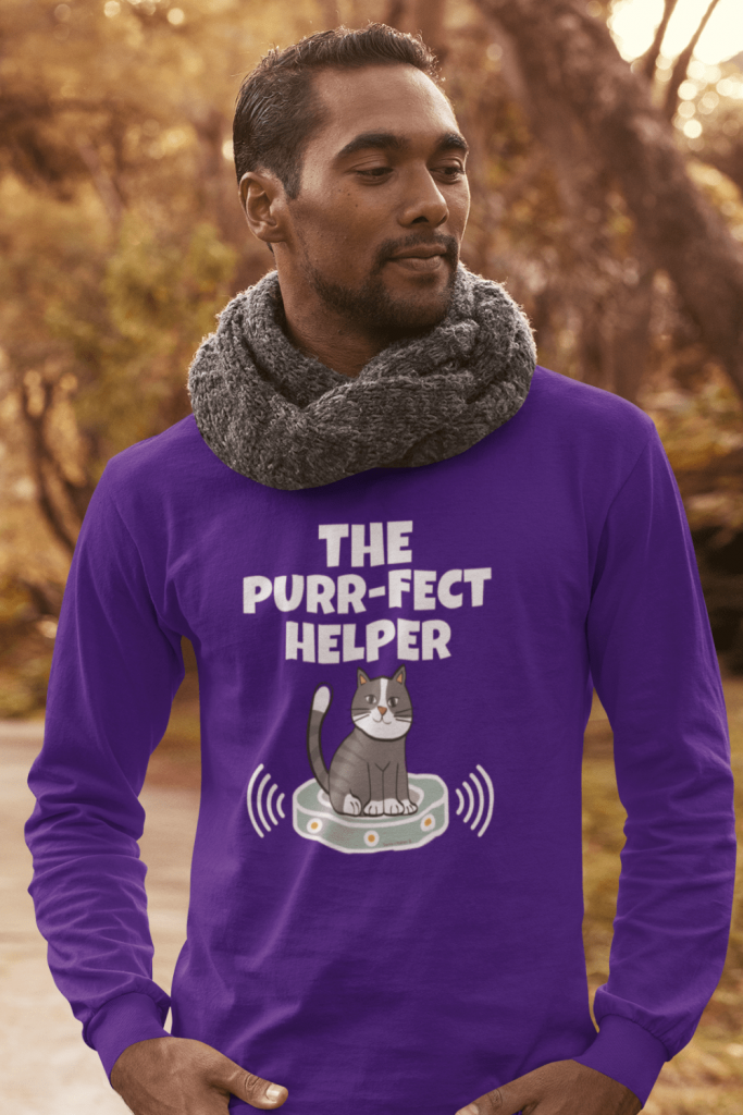 Purr-fect Helper Savvy Cleaner Funny Cleaning Shirts Classic Long Sleeve Tee