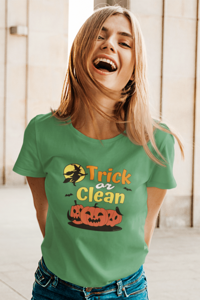 Trick or Clean Savvy Cleaner Funny Cleaning Shirts Women's Standard T-Shirt