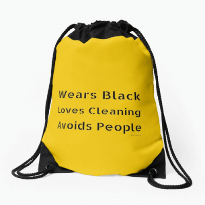 Wears Black Loves Cleaning Savvy Cleaner Funny Cleaning Gifts Drawstring Bag