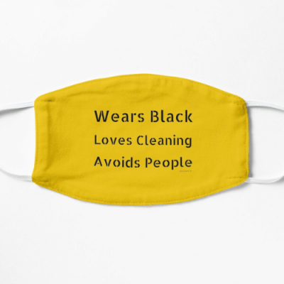Wears Black Loves Cleaning Savvy Cleaner Funny Cleaning Gifts Flat Mask