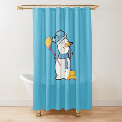 Janitor Snowman Savvy Cleaner Funny Cleaning Gifts Shower Curtain
