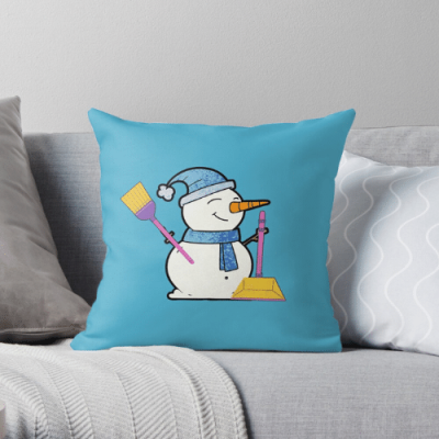 Janitor Snowman Savvy Cleaner Funny Cleaning Gifts Throw Pillow