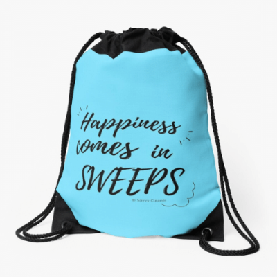 Happiness Comes in Sweeps Savvy Cleaner Funny Cleaning Gifts Drawstring Bag