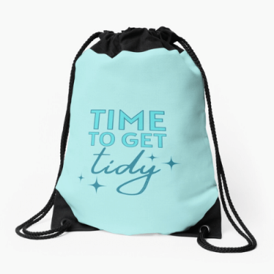 Time to Get Tidy Savvy Cleaner Funny Cleaning Gifts Drawstring Bag
