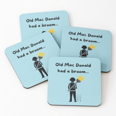 Old Mac Donald Savvy Cleaner Funny Cleaning Gifts Coasters