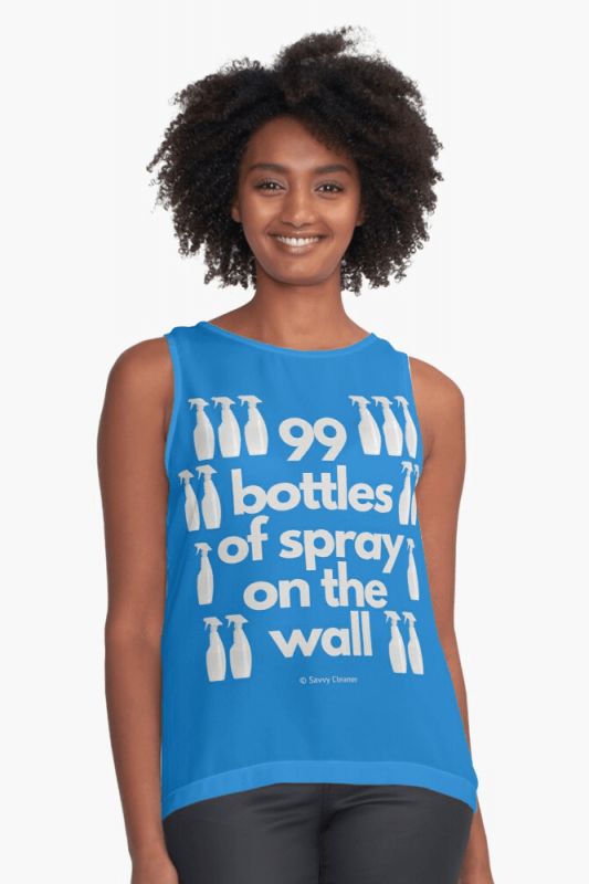 99 Bottles of Spray on the Wall, Savvy Cleaner Funny Cleaning Shirts, Sleeveless Top