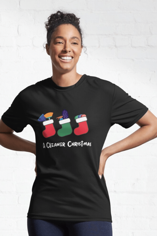A Cleaner Christmas Savvy Cleaner Funny Cleaning Shirts Active Tee
