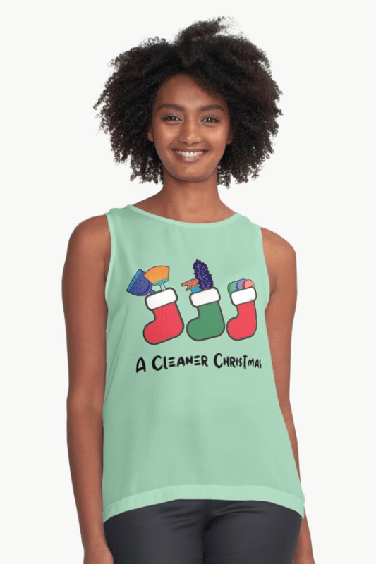 A Cleaner Christmas Savvy Cleaner Funny Cleaning Shirts Sleeveless Top