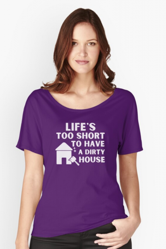 A Dirty House Savvy Cleaner Funny Cleaning Shirts Relaxed Fit Scoop Tee