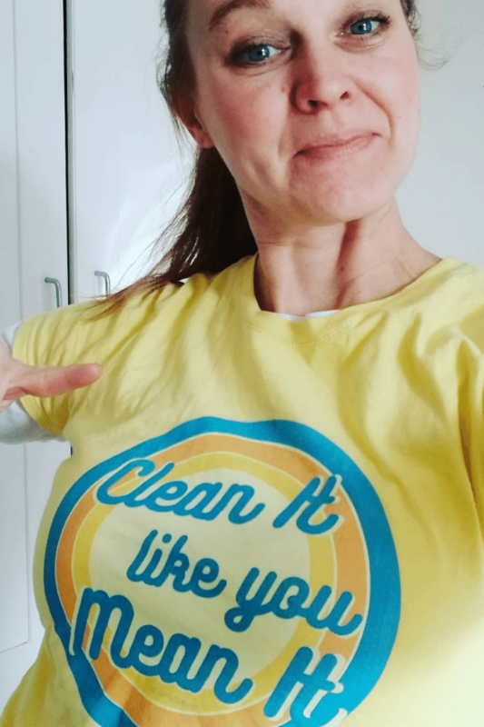 Amanda Puckett Clean it Like You Mean It Savvy Cleaner Funny Cleaning Shirts Standard Tee