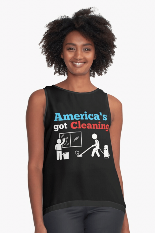 America's Got Cleaning Savvy Cleaner Funny Cleaning Shirts Sleeveless Top