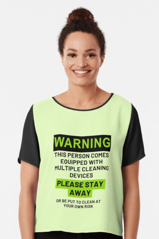 At Your Own Risk Savvy Cleaner Funny Cleaning Shirts Chiffon Top