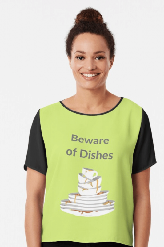 Beware Of Dishes Savvy Cleaner Funny Cleaning Shirts Chiffon Top